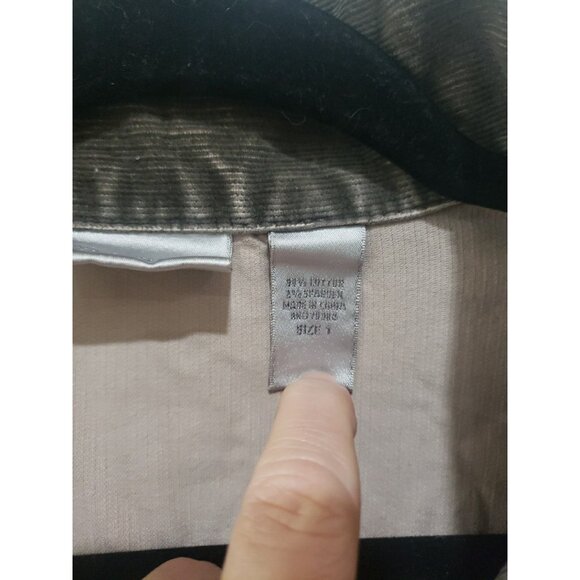 Chicos Trucker Jacket Velour Grey Size 1 Stretch Soft Pockets Medium - Picture 6 of 9